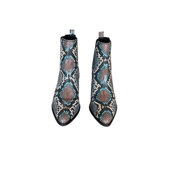 ABLE Womens Multicolor Snakeskin Print Pull On Almond Toe Ankle Bootie Size 6.5 - Picture 5 of 7